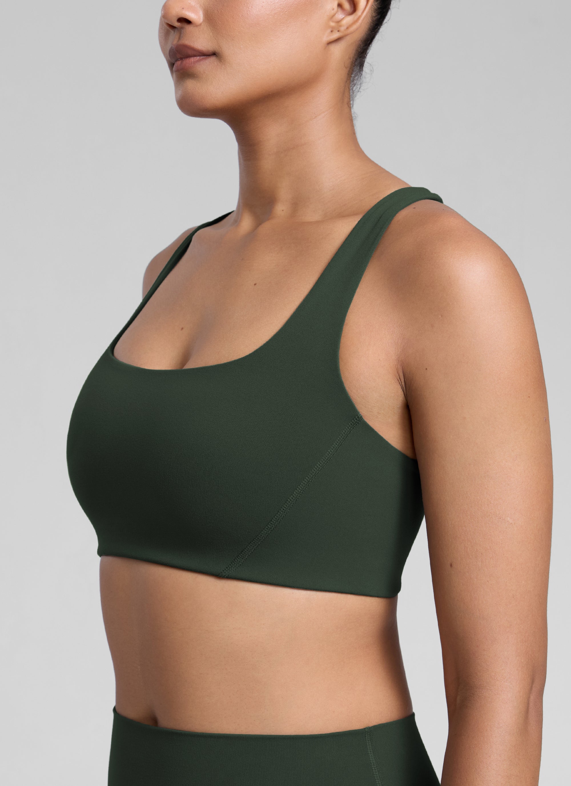 CRZ YOGA Pambabae Butterlift Dobleng Linya ng Square Neck Yoga Sports Bra Legend Green