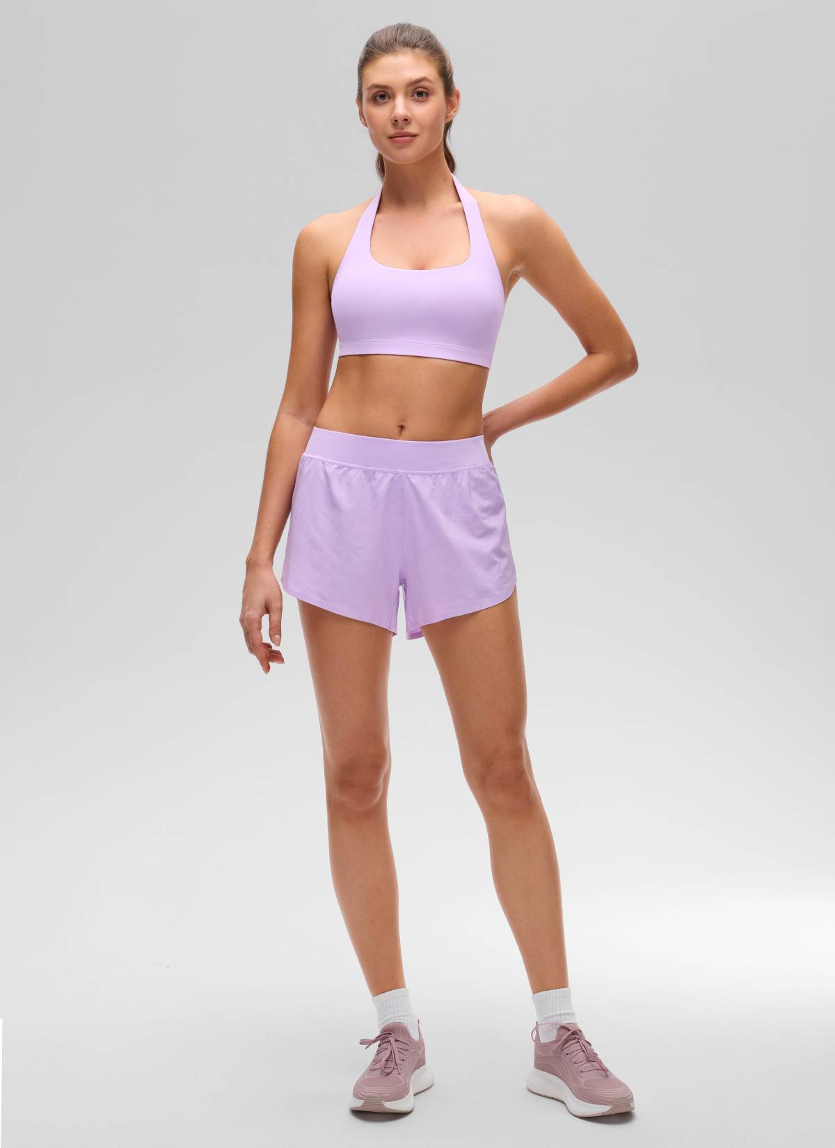 CRZ YOGA Pambabaeng Yoga Scoop Neck Padded Open Back Sports Bras Elfin Purple