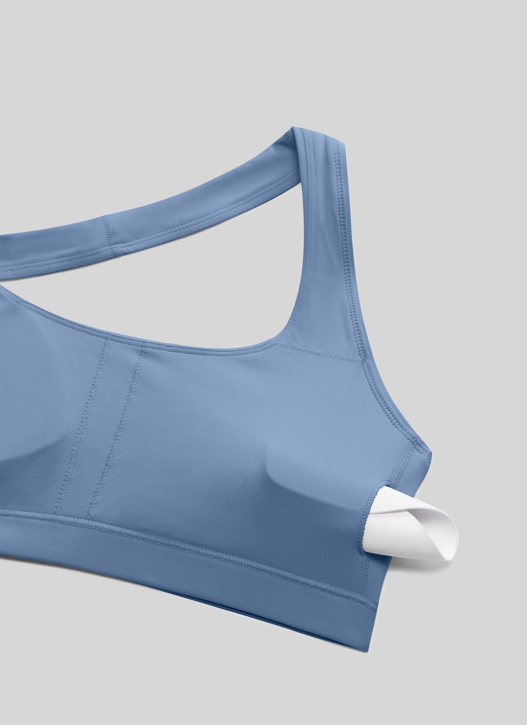 CRZ YOGA Pambabaeng Yoga Scoop Neck Padded Open Back Sports Bras Oasis Blue