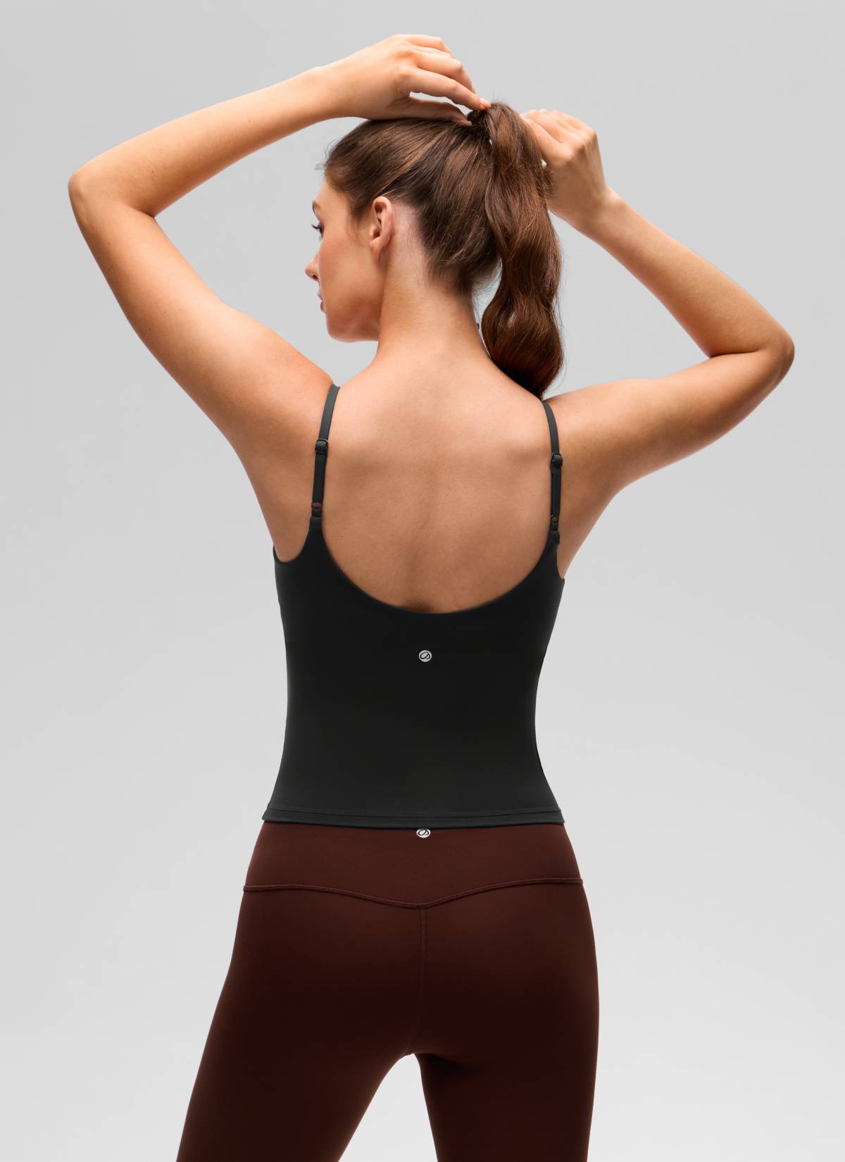 CRZ YOGA Pambabae Butterluxe Yoga U Back Waist Length Built-in Bra Tank Black