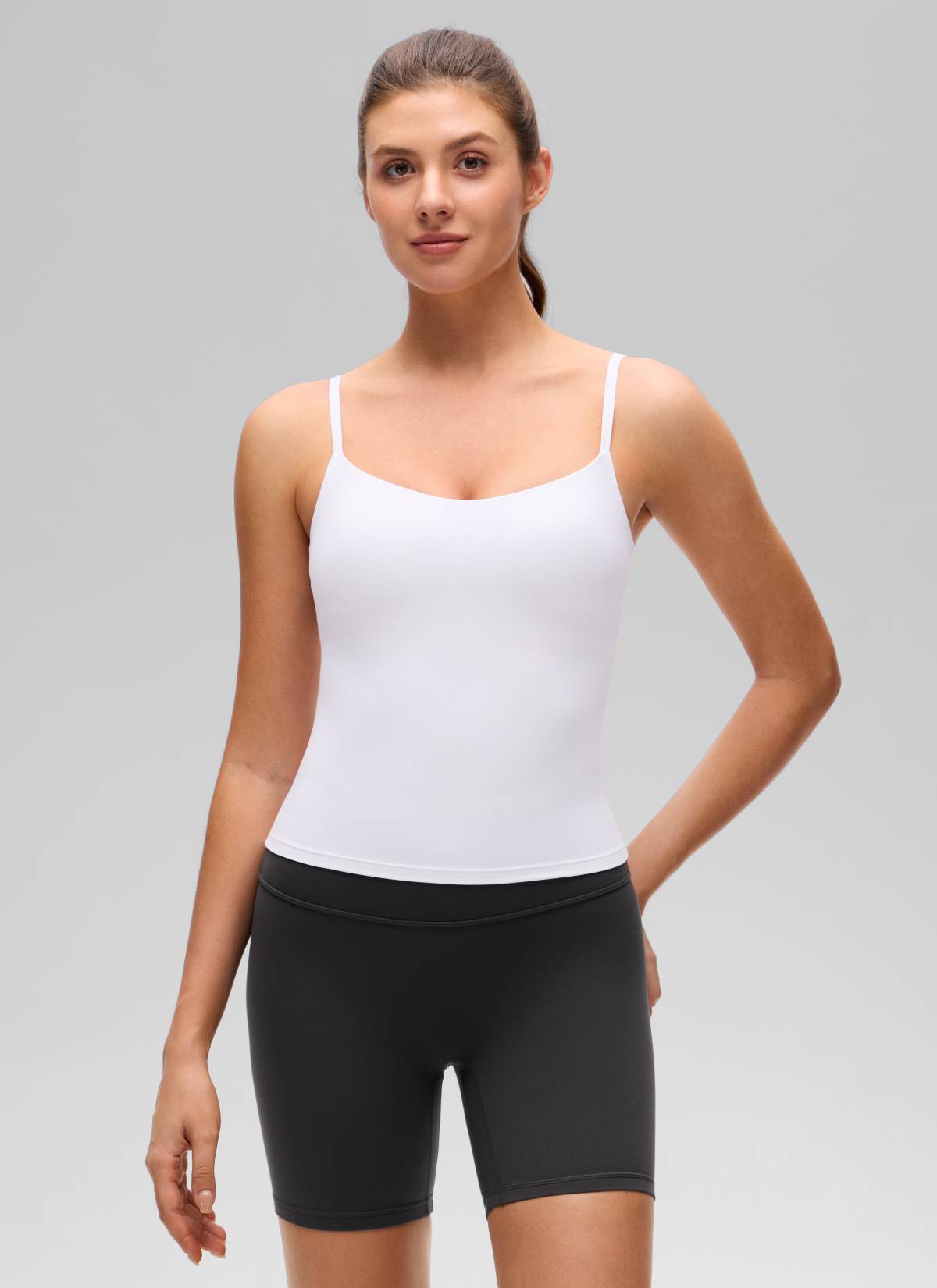 CRZ YOGA Pambabae Butterluxe Yoga U Back Waist Length Built-in Bra Tank White