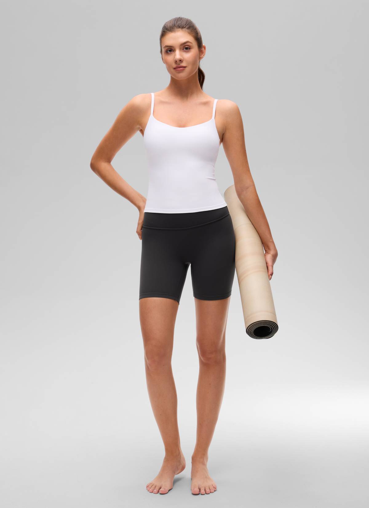 CRZ YOGA Pambabae Butterluxe Yoga U Back Waist Length Built-in Bra Tank White