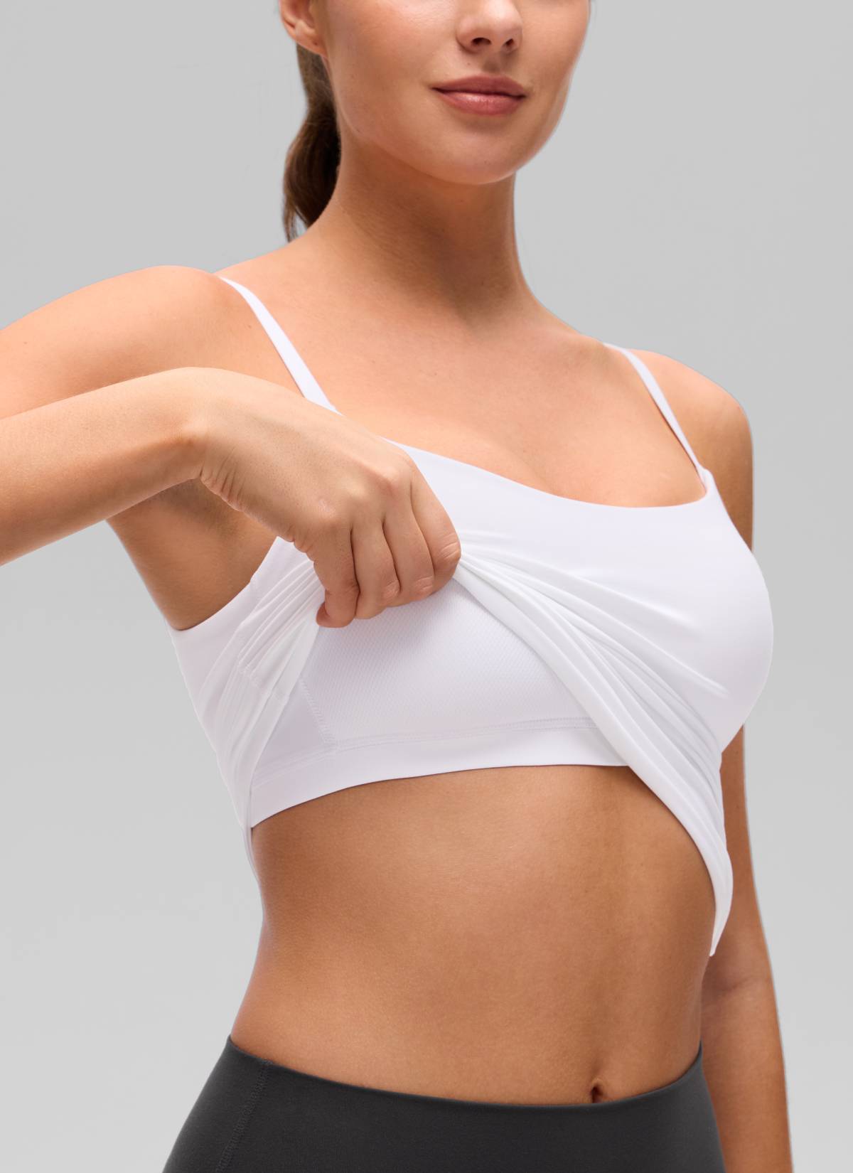 CRZ YOGA Pambabae Butterluxe Yoga U Back Waist Length Built-in Bra Tank White