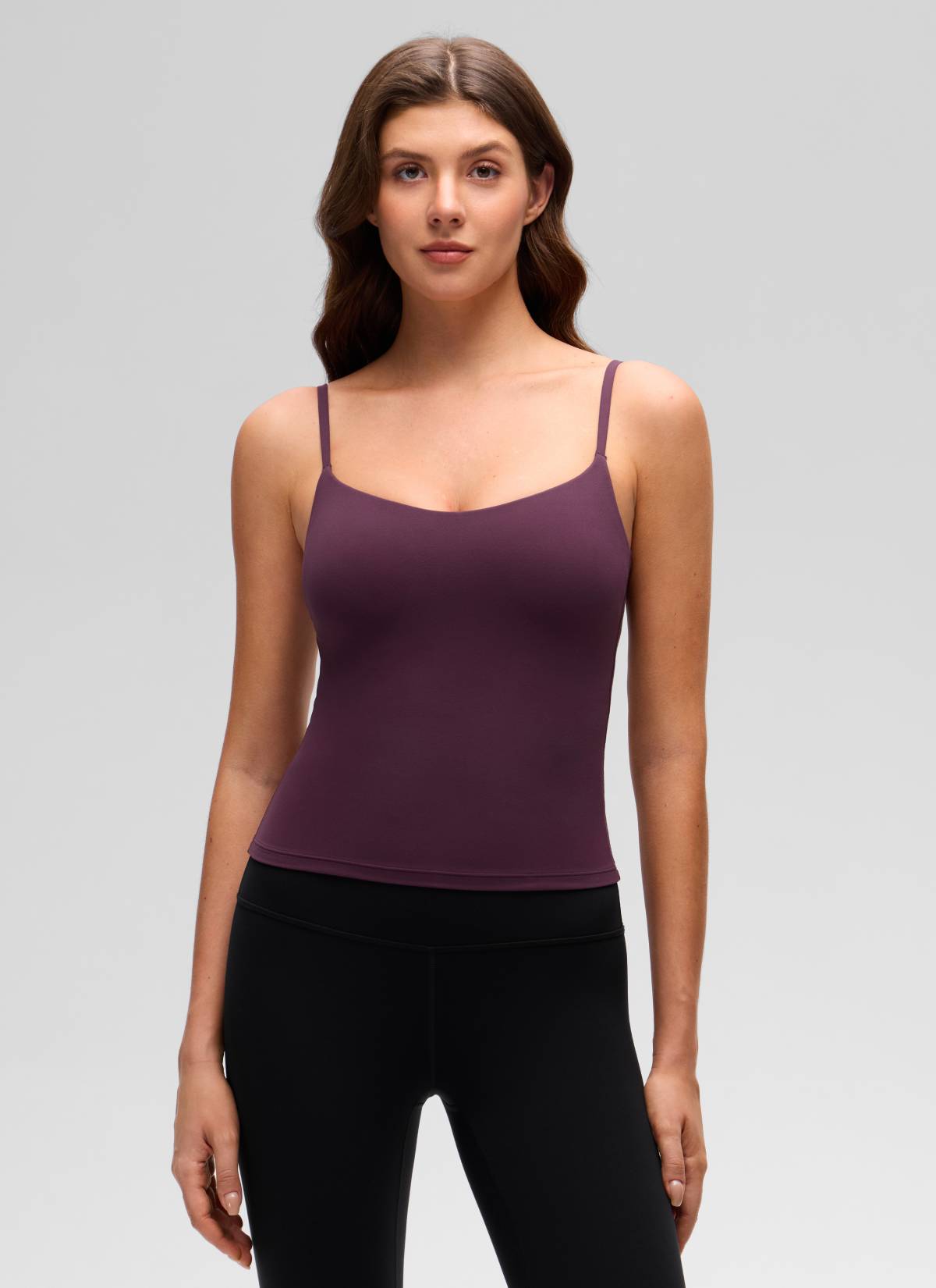 CRZ YOGA Pambabae Butterluxe Yoga U Likod na Baywang Haba Built-in na Bra Tank Deep Purple