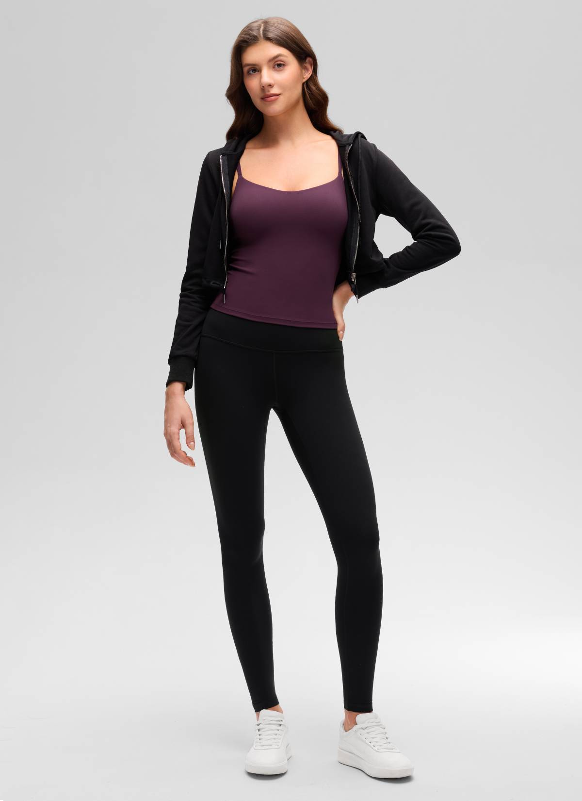 CRZ YOGA Pambabae Butterluxe Yoga U Likod na Baywang Haba Built-in na Bra Tank Deep Purple