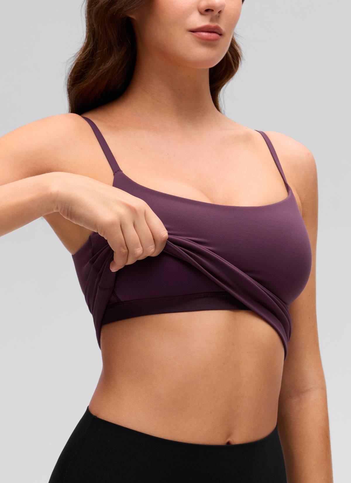 CRZ YOGA Pambabae Butterluxe Yoga U Likod na Baywang Haba Built-in na Bra Tank Deep Purple