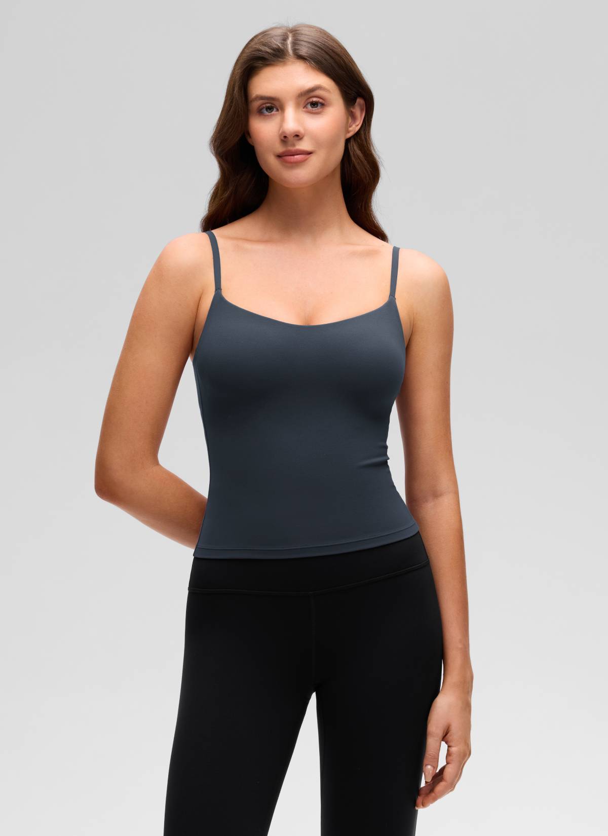 CRZ YOGA Pambabae Butterluxe Yoga U Likod na Baywang Haba Built-in na Bra Tank True Navy