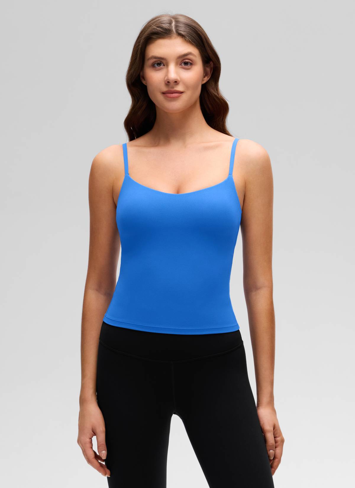 CRZ YOGA Pambabae Butterluxe Yoga U Likod na Baywang Haba Built-in na Bra Tank Sparkle Blue