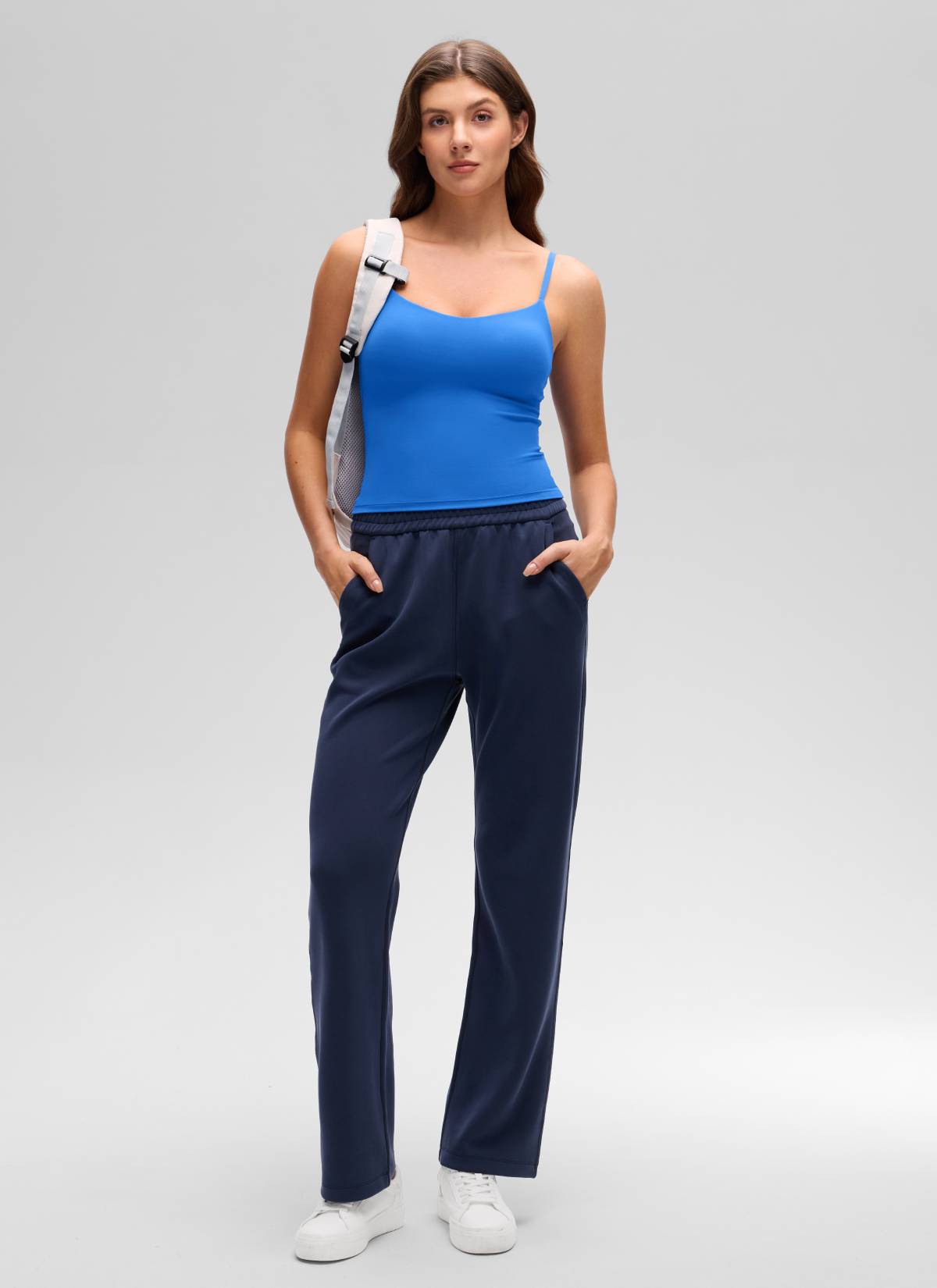 CRZ YOGA Pambabae Butterluxe Yoga U Likod na Baywang Haba Built-in na Bra Tank Sparkle Blue