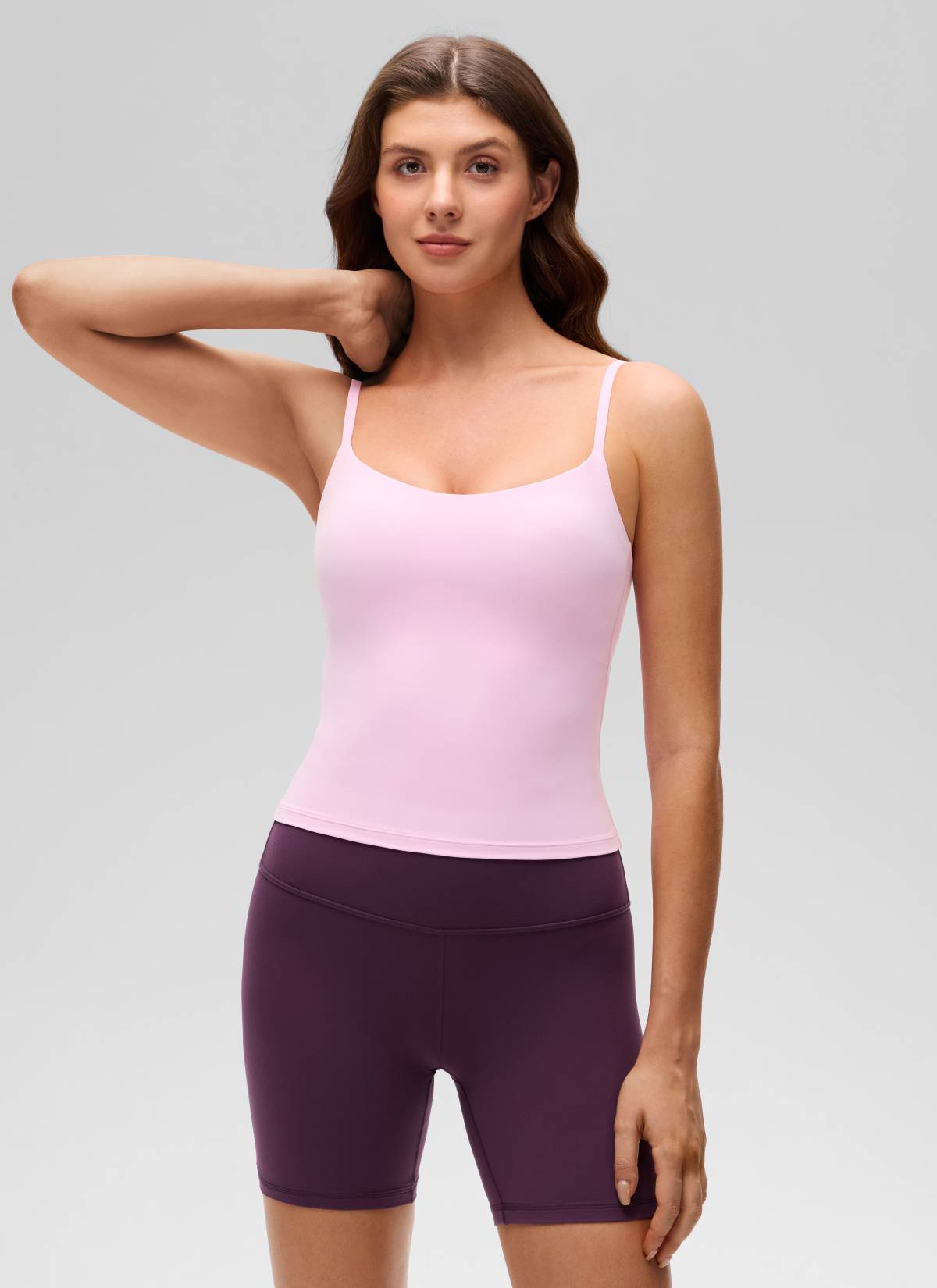 CRZ YOGA Pambabae Butterluxe Yoga U Back Waist Length Built-in Bra Tank Vita Pink