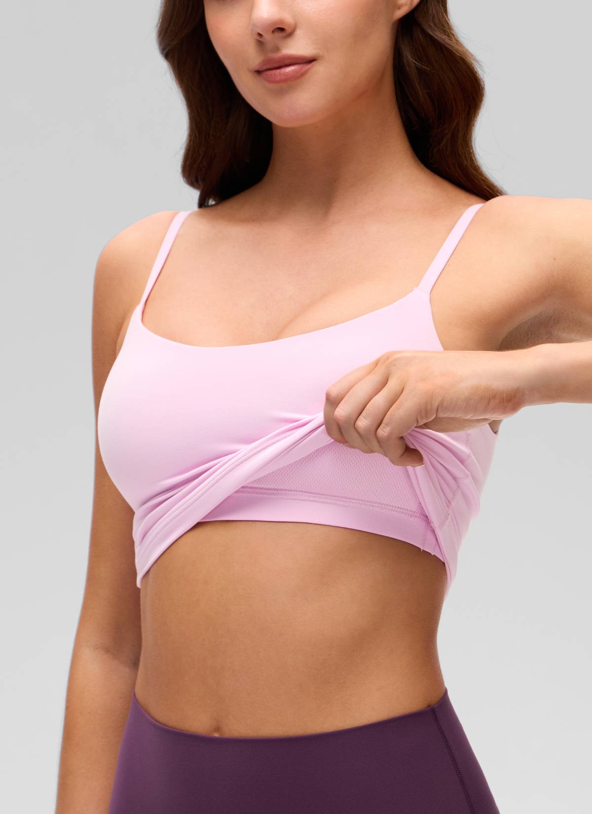 CRZ YOGA Pambabae Butterluxe Yoga U Back Waist Length Built-in Bra Tank Vita Pink