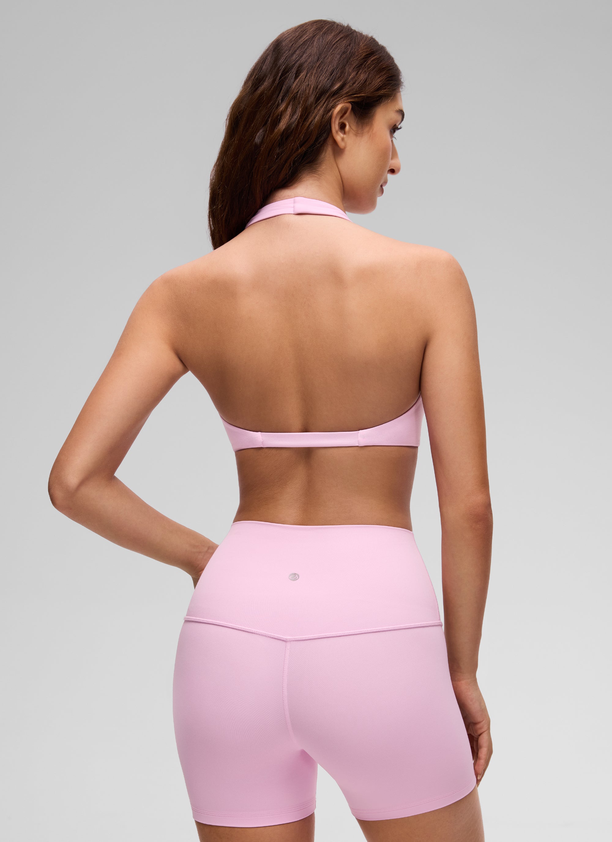 CRZ YOGA Pambabae Butterluxe Yoga V Neck Crop Double Lined Sports Bra Vita Pink