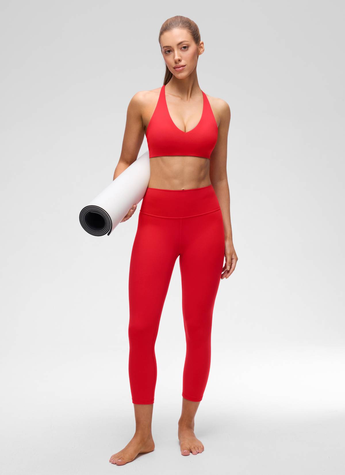CRZ YOGA Pambabae Butterluxe Yoga V Neck Twist Cross Back Sports Bra Aurora Red