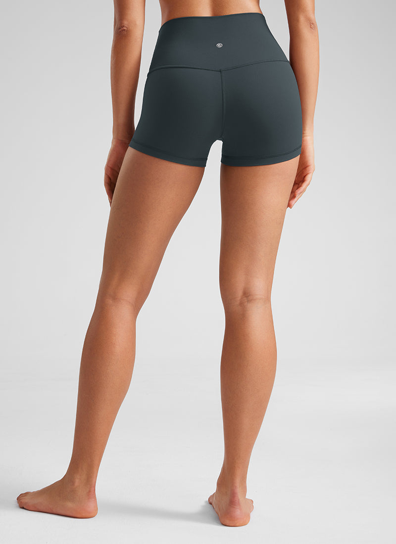 CRZ YOGA Women's Yoga High Rise Booty Butterluxe Biker Shorts 2.5'' Dark Green
