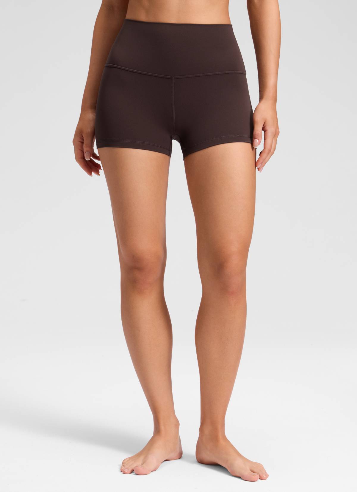 CRZ YOGA Women's Yoga High Rise Booty Butterluxe Biker Shorts 2.5'' Hot Fudge Brown