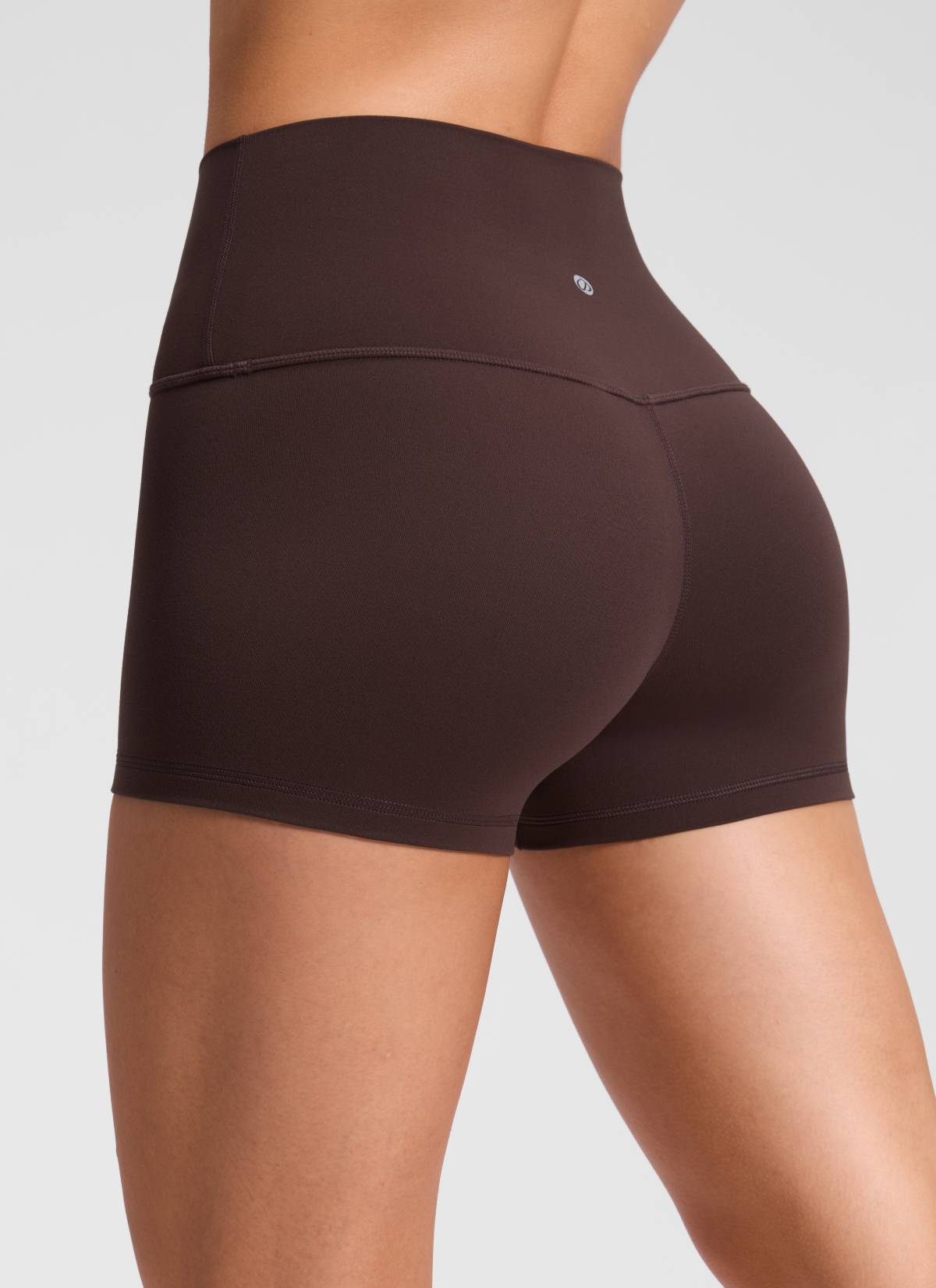 CRZ YOGA Women's Yoga High Rise Booty Butterluxe Biker Shorts 2.5'' Hot Fudge Brown
