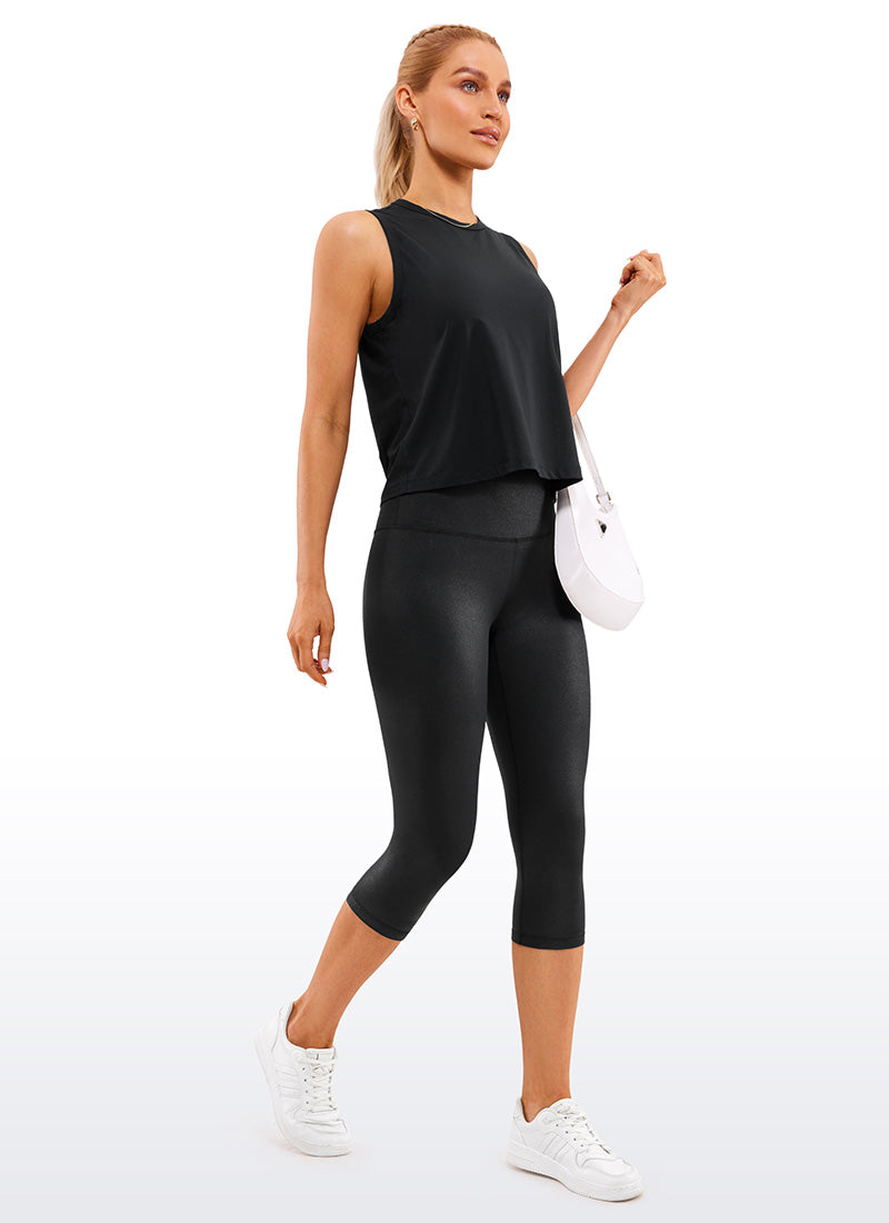 CRZ YOGA Mataas na Lugar ng Yoga Lounge para sa Kababaihan Butterluxe Yoga Leggings 19'' Itim Klasikong Katad