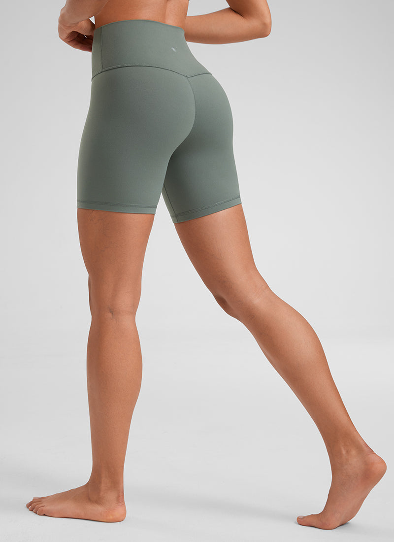 CRZ YOGA Pambabaeng Yoga High Rise Biker Shorts Butterluxe Shorts na 6'' Grey Sage