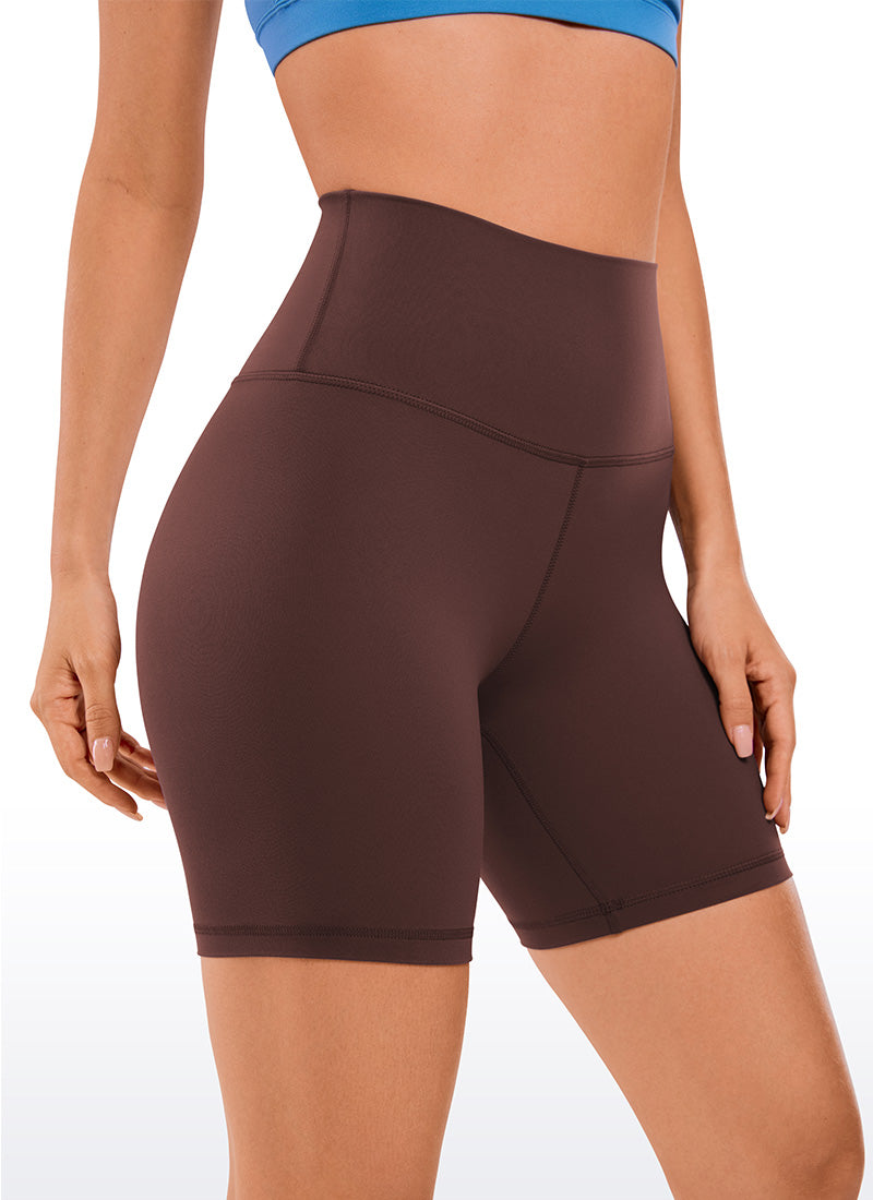 CRZ YOGA Pambabaeng Yoga High Rise Biker Shorts Butterluxe Shorts na 6'' Taupe