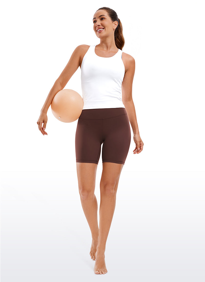 CRZ YOGA Pambabaeng Yoga High Rise Biker Shorts Butterluxe Shorts na 6'' Taupe