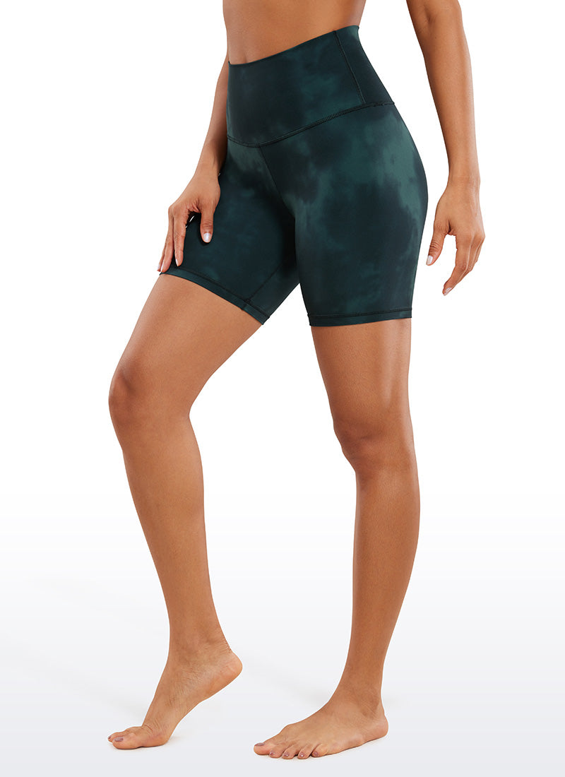 CRZ YOGA Pambabaeng Yoga High Rise Biker Shorts Butterluxe Shorts na 6'' Emerald Green Tie-Dye na Bulaklak