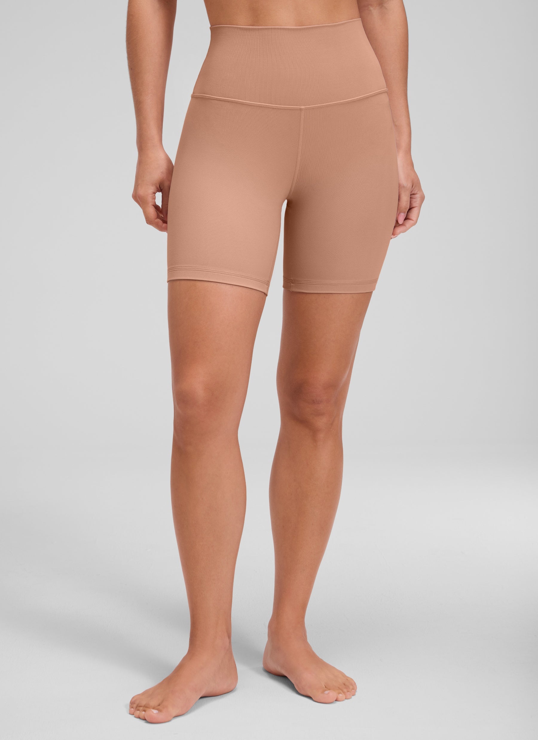 CRZ YOGA Women's Yoga High Rise Biker Shorts Butterluxe Shorts 6'' Mocha Mousse