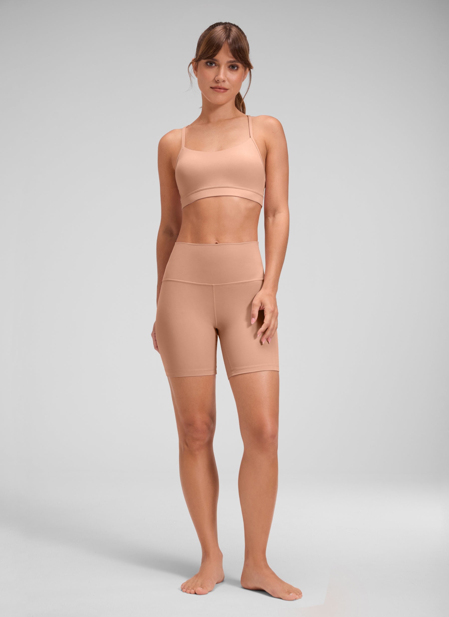 CRZ YOGA Women's Yoga High Rise Biker Shorts Butterluxe Shorts 6'' Mocha Mousse