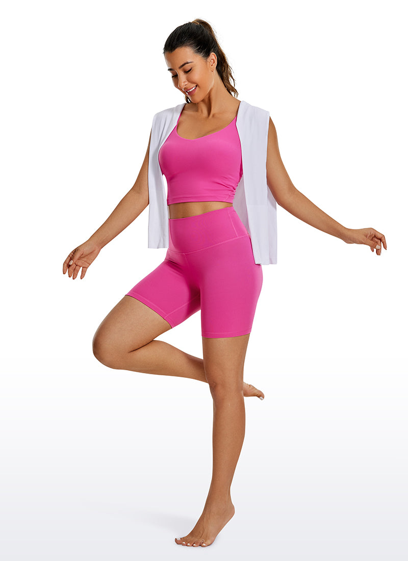 CRZ YOGA Pambabaeng Yoga High Rise Biker Shorts Butterluxe Shorts na 6'' Hibiscus na Lila
