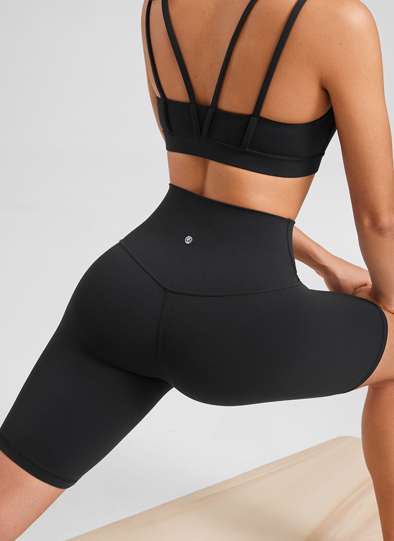 CRZ YOGA Mataas na Lugar ng Yoga para sa Kababaihan Butterluxe Mahabang Biker Shorts 8'' Itim