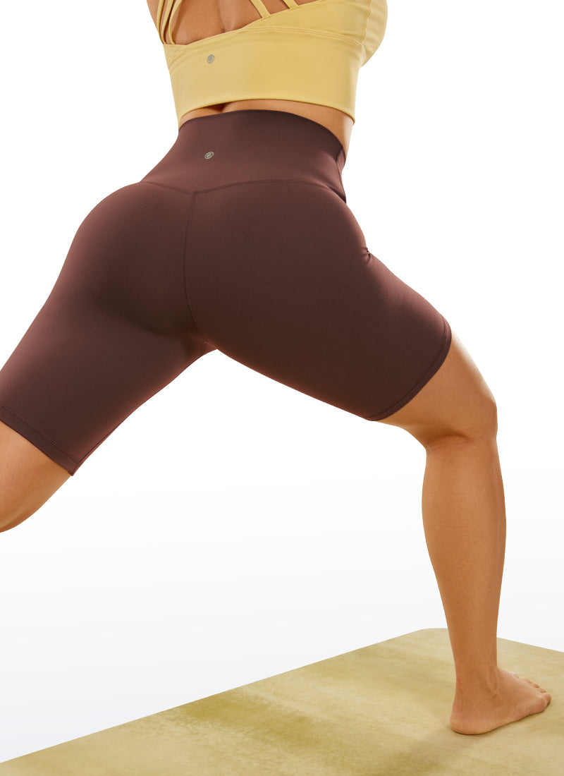 CRZ YOGA Mataas na Lugar ng Yoga para sa Kababaihan Butterluxe Mahabang Biker Shorts 8'' Taupe