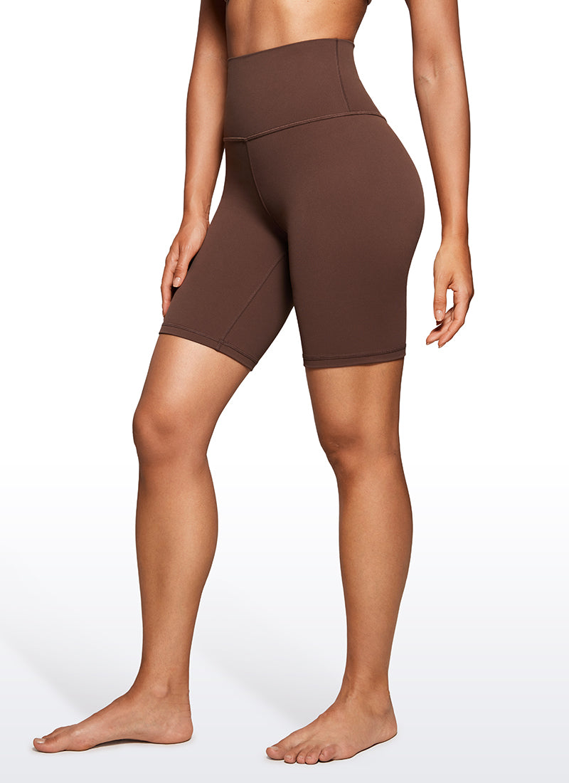 CRZ YOGA Mataas na Lugar ng Yoga para sa Kababaihan Butterluxe Mahabang Biker Shorts 8'' Kape Kayumanggi