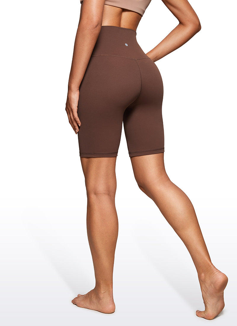 CRZ YOGA Mataas na Lugar ng Yoga para sa Kababaihan Butterluxe Mahabang Biker Shorts 8'' Kape Kayumanggi