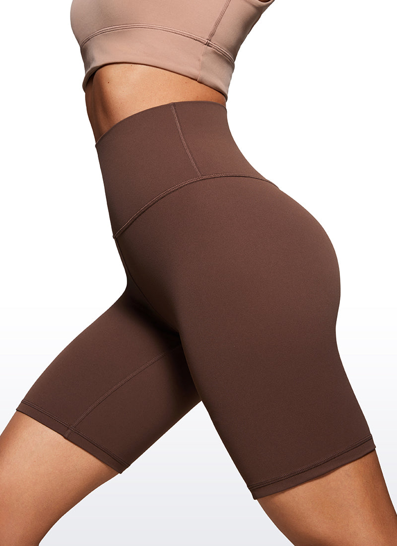 CRZ YOGA Mataas na Lugar ng Yoga para sa Kababaihan Butterluxe Mahabang Biker Shorts 8'' Kape Kayumanggi