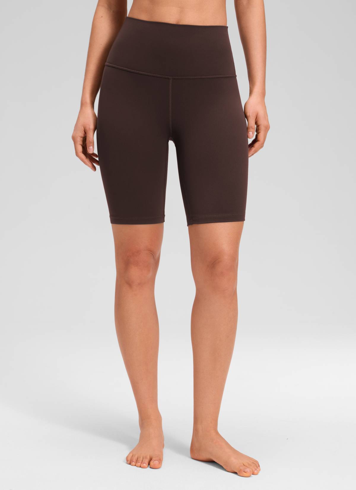 CRZ YOGA Mataas na Lugar ng Yoga para sa Kababaihan Butterluxe Mahabang Biker Shorts 8'' Hot Fudge Brown