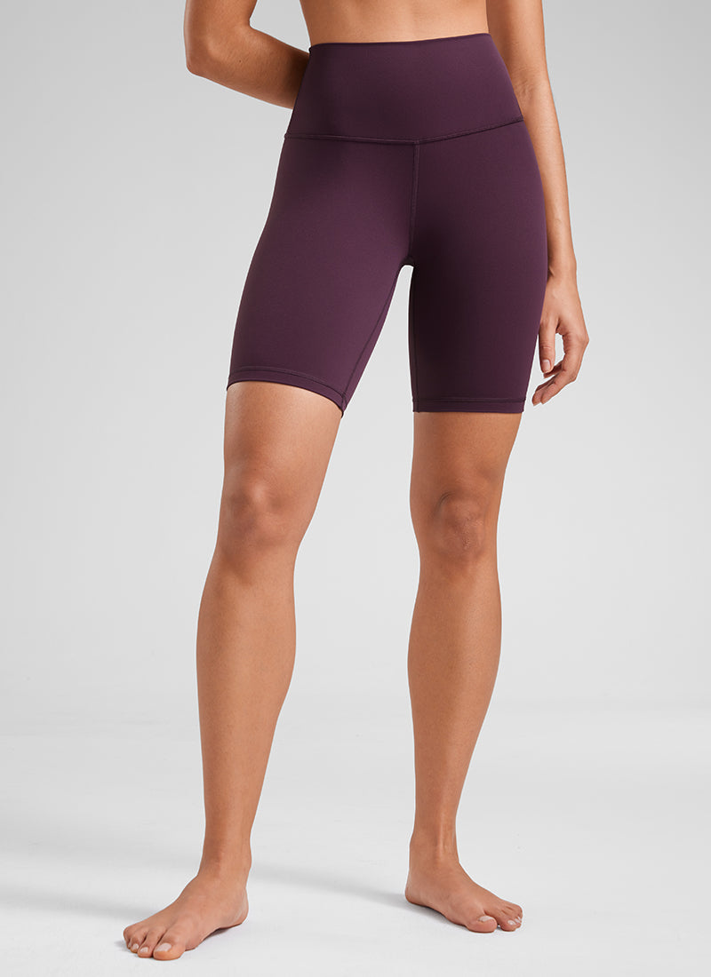 CRZ YOGA Mataas na Lugar ng Yoga para sa Kababaihan Butterluxe Mahabang Biker Shorts 8'' Malalim na Lila