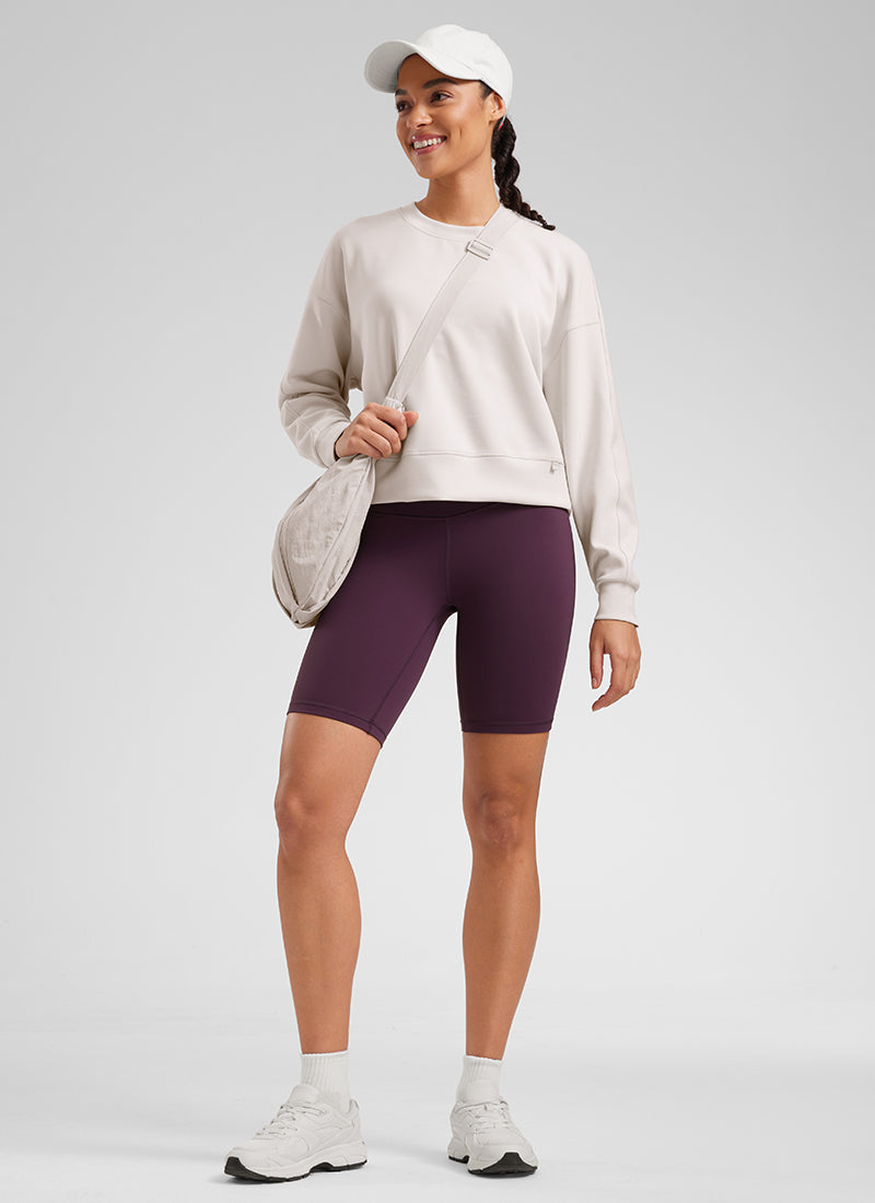 CRZ YOGA Mataas na Lugar ng Yoga para sa Kababaihan Butterluxe Mahabang Biker Shorts 8'' Malalim na Lila