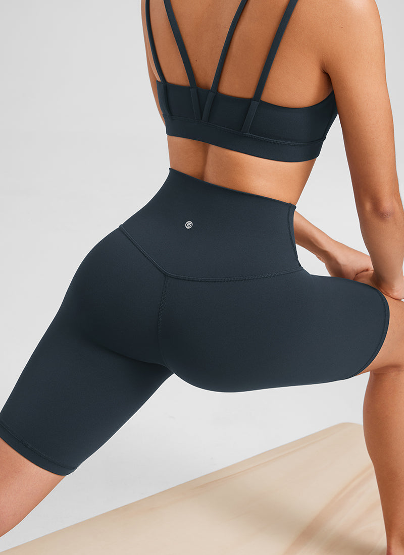 CRZ YOGA Mataas na Lugar ng Yoga para sa Kababaihan Butterluxe Mahabang Biker Shorts 8'' True Navy