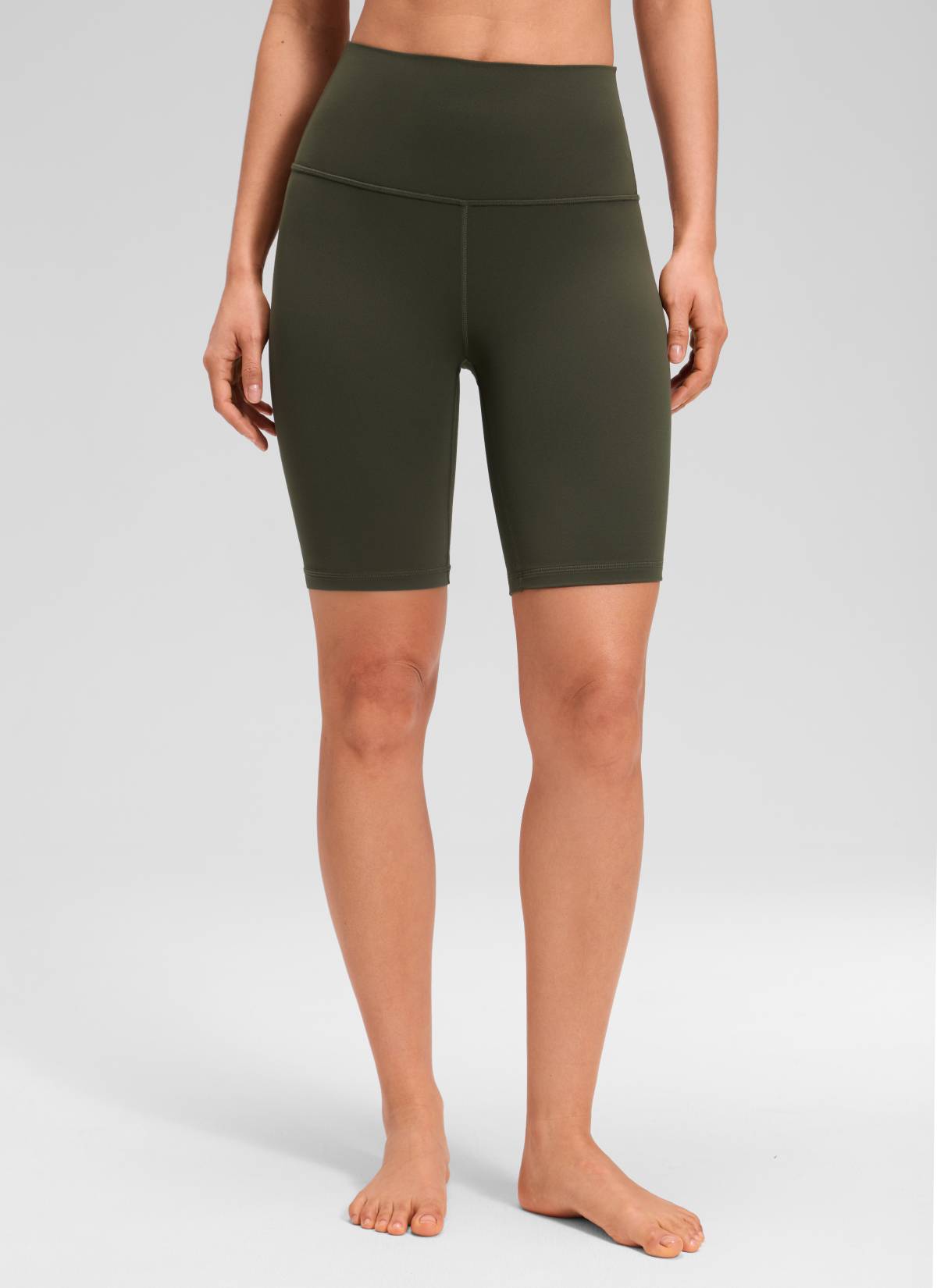 CRZ YOGA Mataas na Lugar ng Yoga para sa Kababaihan Butterluxe Mahabang Biker Shorts 8'' Olive Green