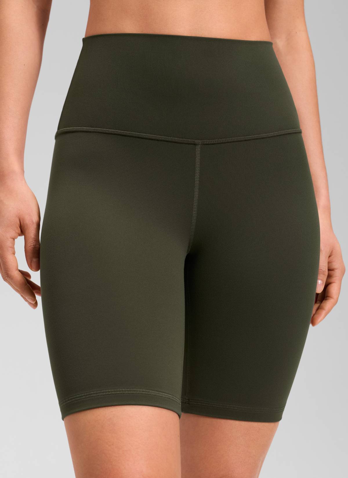 CRZ YOGA Mataas na Lugar ng Yoga para sa Kababaihan Butterluxe Mahabang Biker Shorts 8'' Olive Green