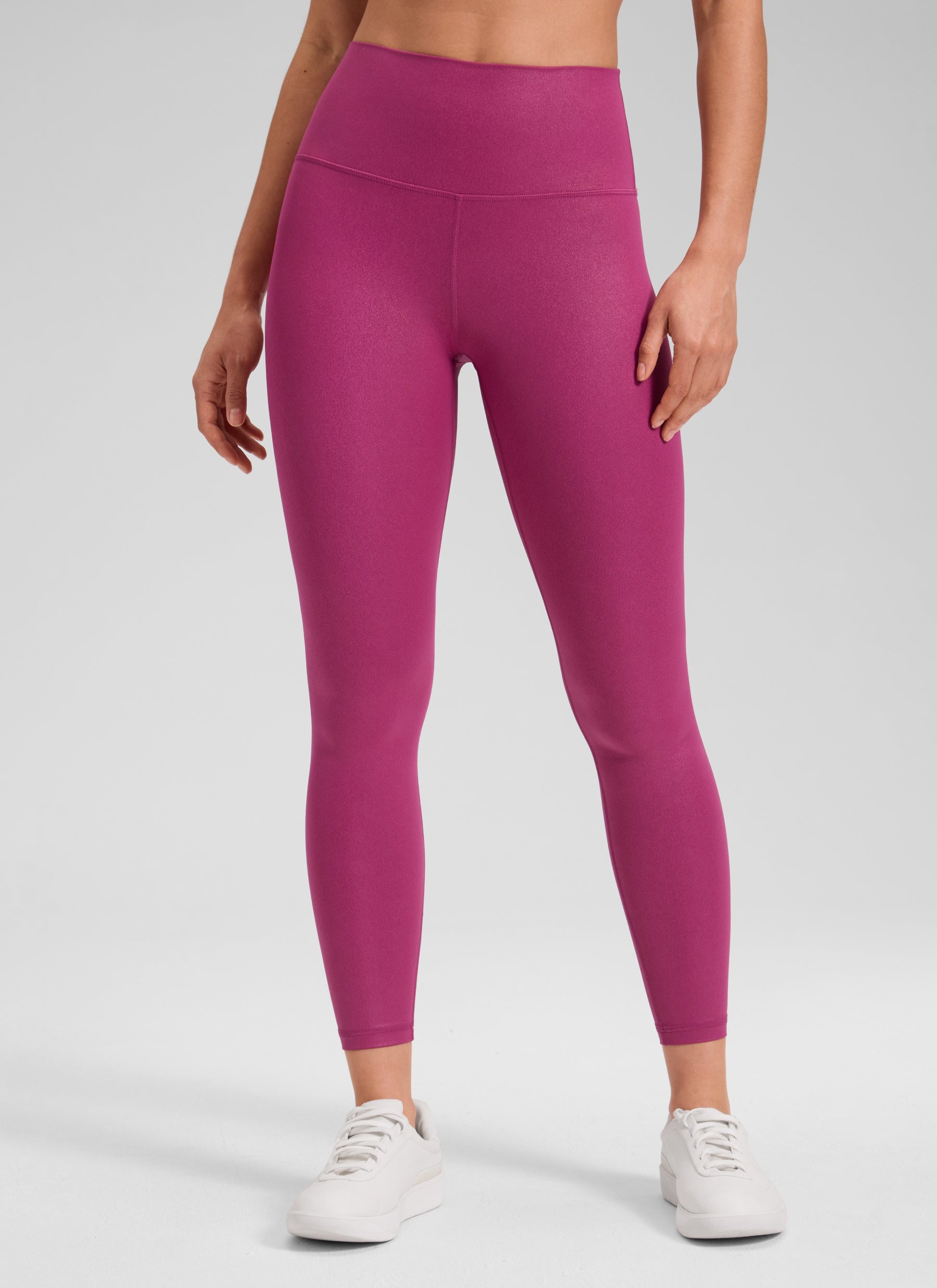 CRZ YOGA Babae Butterluxe Matte na Pekeng Leather na Leggings na 25'' Magenta Purple na Klasikong Disenyo