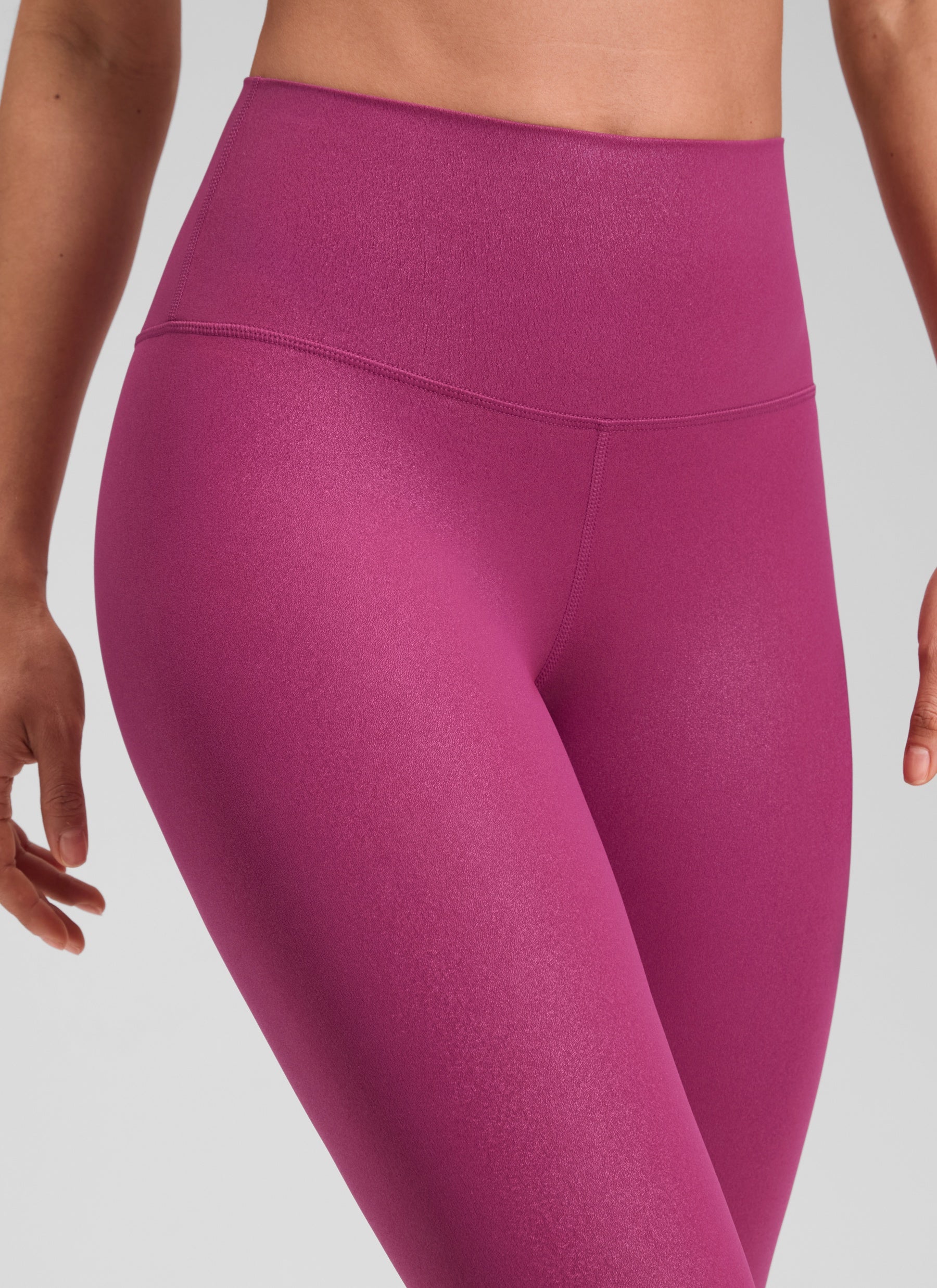 CRZ YOGA Babae Butterluxe Matte na Pekeng Leather na Leggings na 25'' Magenta Purple na Klasikong Disenyo