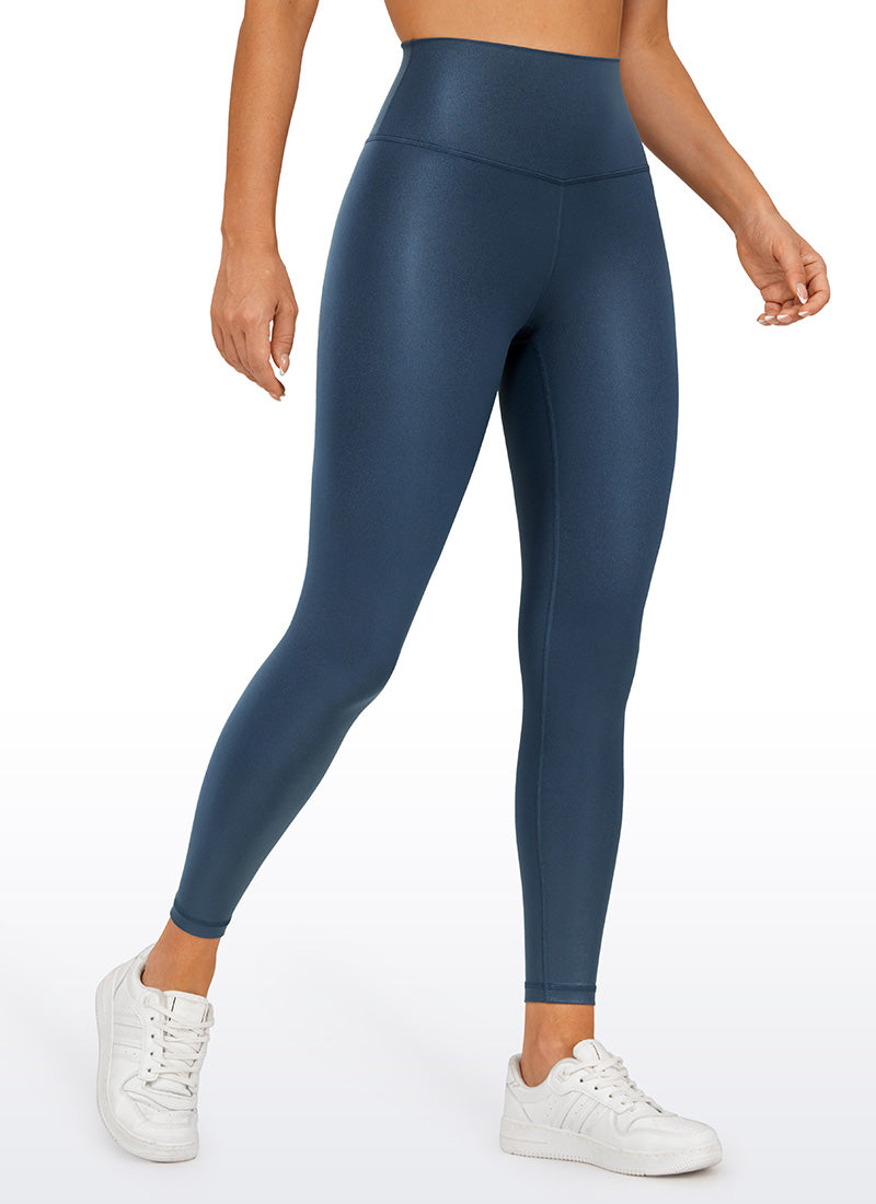 CRZ YOGA Babae Butterluxe Matte na Pekeng Leather na Leggings na 25'' French Navy Klasikong Disenyo