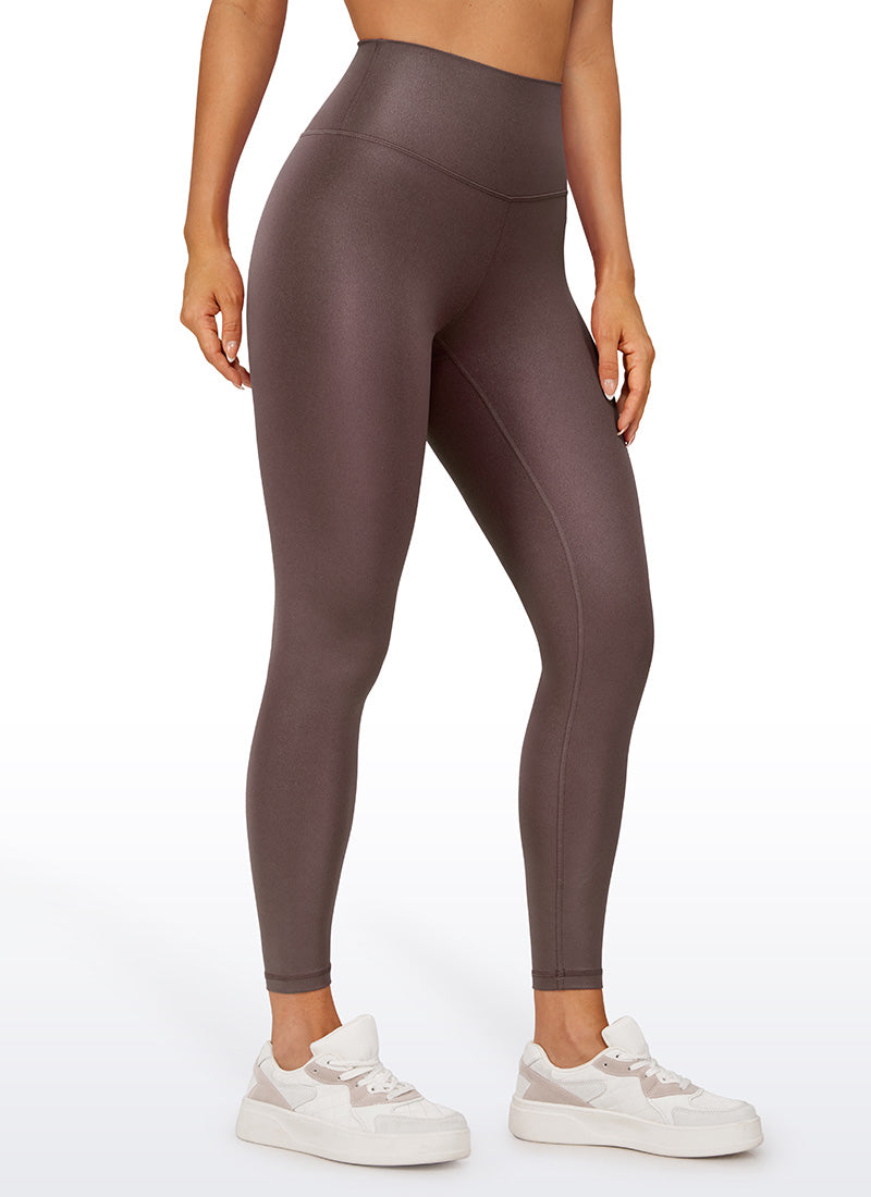 CRZ YOGA Babae Butterluxe Matte na Pekeng Leather na Leggings na 25'' Taupe Classic na Disenyo