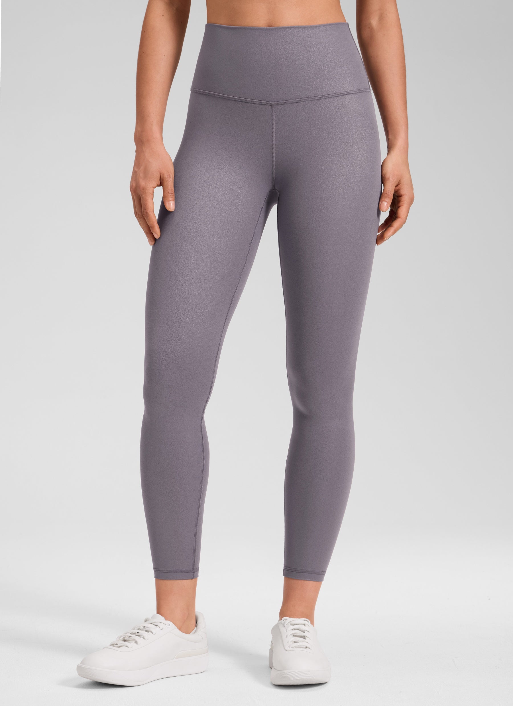 CRZ YOGA Babae Butterluxe Matte na Pekeng Leather na Leggings na 25'' Tornado Grey na Klasikong Disenyo