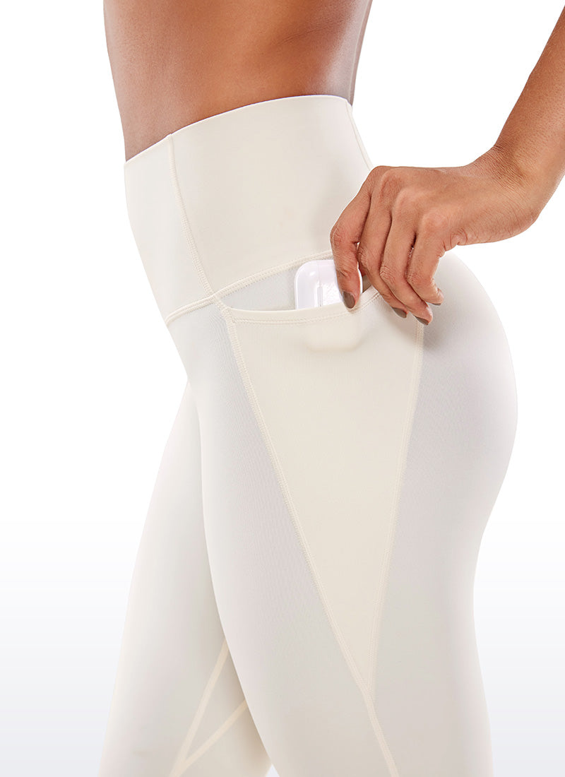 CRZ YOGA Pambabae Butterluxe Capri Leggings na may Mataas na Baywang na may Bulsa, 19'' na Puting Aprikot