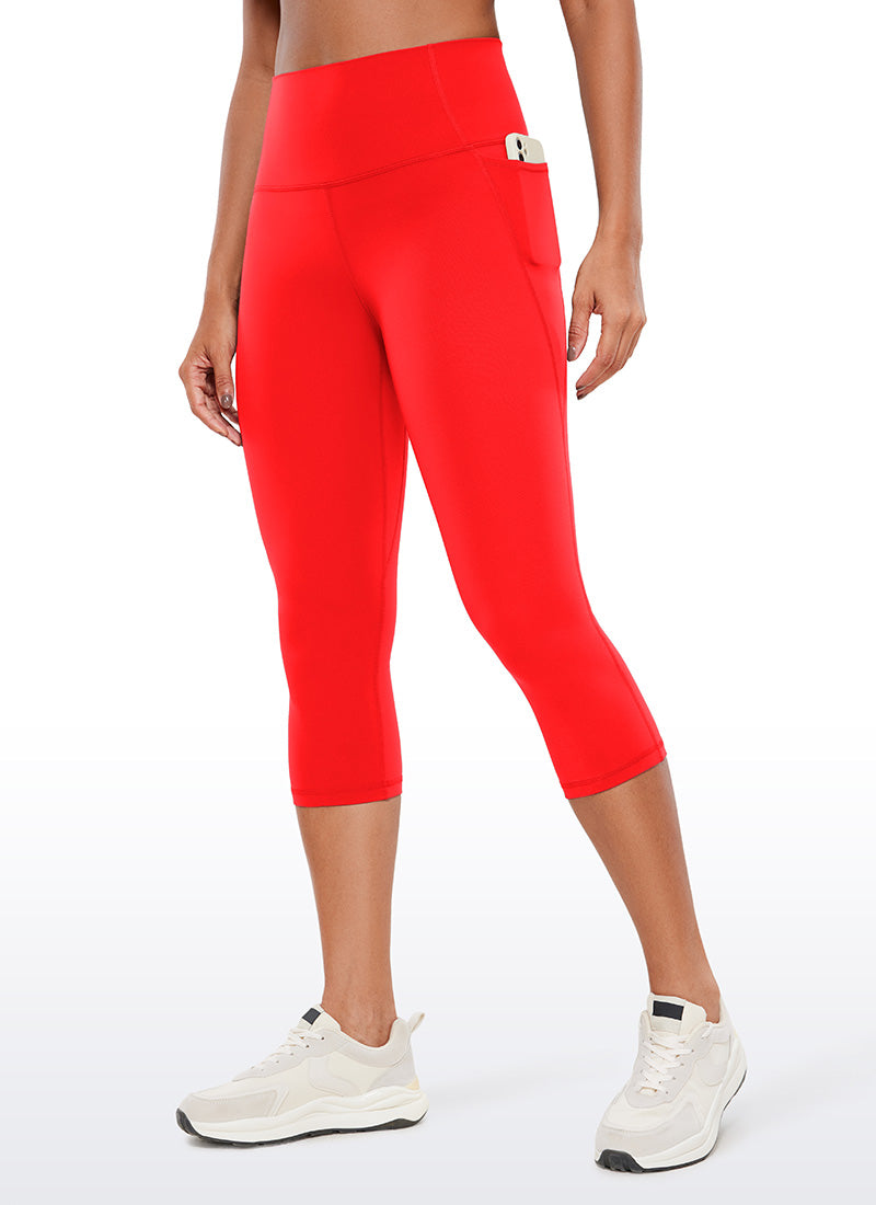 CRZ YOGA Pambabae Butterluxe Mga Capri Leggings na may Mataas na Baywang na may Bulsa, 19'' Madilim na Pula