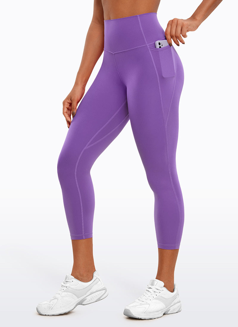 CRZ YOGA Pambabae Butterluxe Mga Capri Leggings na may Mataas na Baywang na may Bulsa, 23'' Royal Lilac