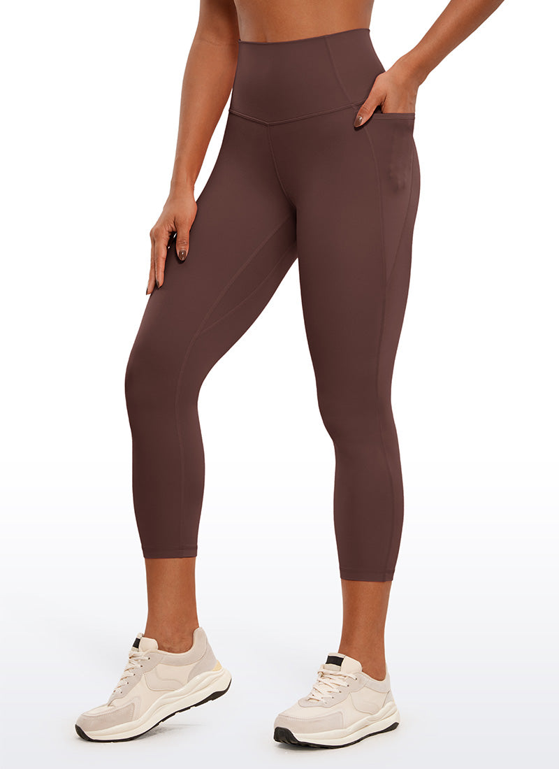 CRZ YOGA Pambabae Butterluxe Capri Leggings na may Mataas na Baywang na may Bulsa, 23'' na Kulay Taupe