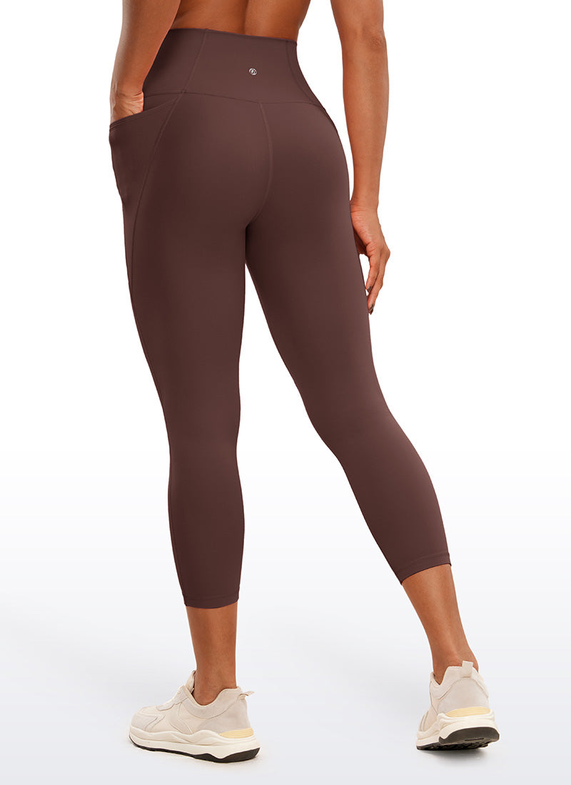 CRZ YOGA Pambabae Butterluxe Capri Leggings na may Mataas na Baywang na may Bulsa, 23'' na Kulay Taupe