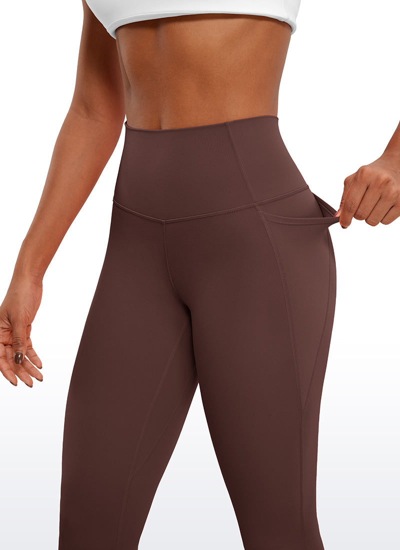 CRZ YOGA Pambabae Butterluxe Capri Leggings na may Mataas na Baywang na may Bulsa, 23'' na Kulay Taupe